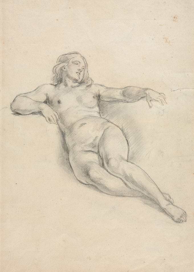 Pencil Sketch of a Reclining Nude