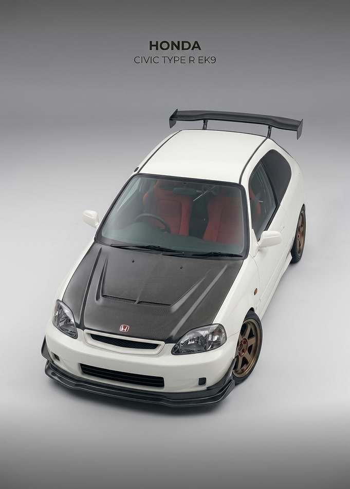 white Honda Civic Type R EK9 jdm poster