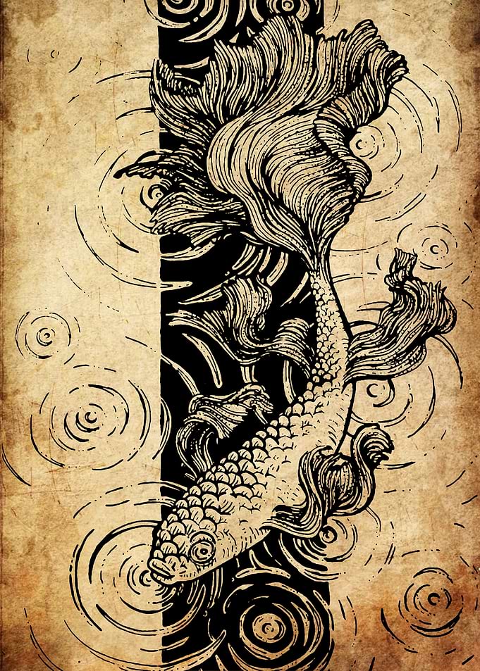 Betta Fish with Water Ripples