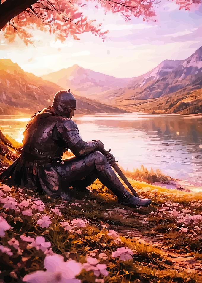 Knight Resting by a Lake