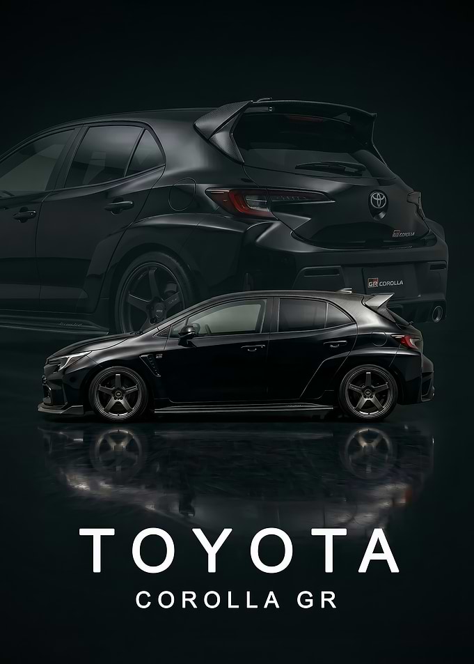 black Toyota Corolla GR art poster