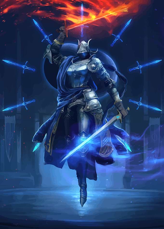 Knight with Floating Swords