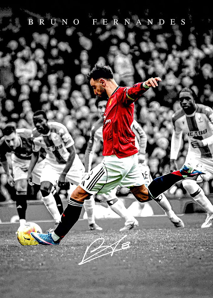 Bruno Fernandes Kicking a Soccer Ball