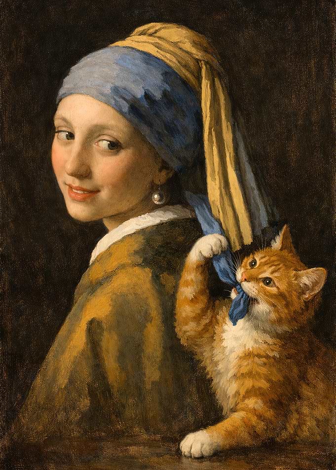 Girl with a Pearl Earring and her Cat