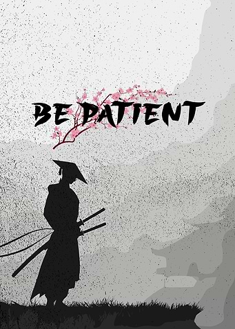 Samurai with Cherry Blossoms and Inspirational Text