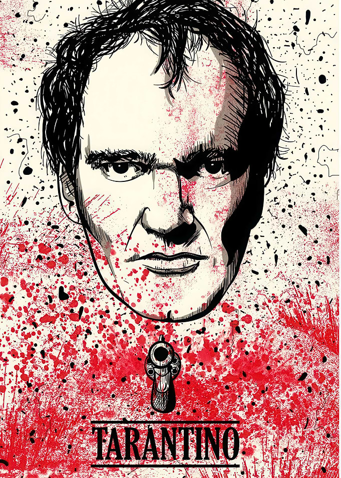 Quentin Tarantino Portrait with Gun