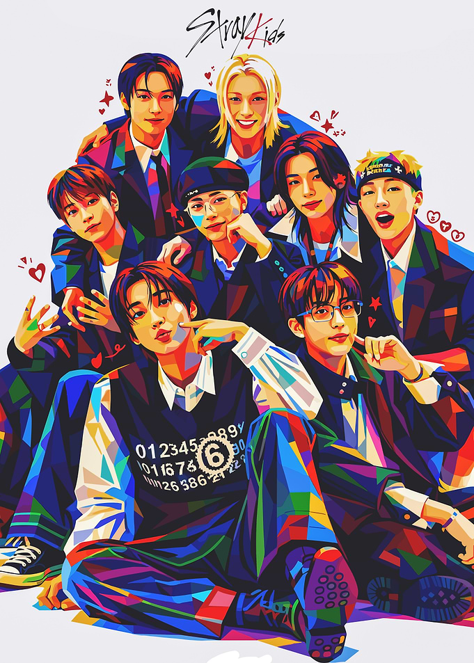 Stray Kids Pixel Art Group Portrait