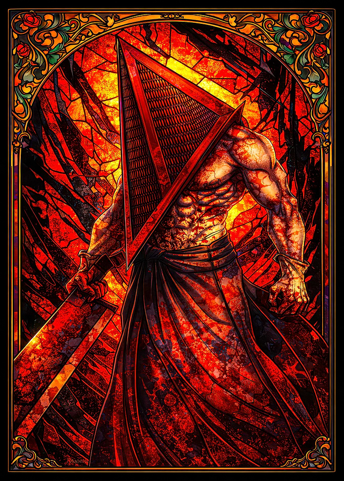 Pyramid Head Stained Glass Art
