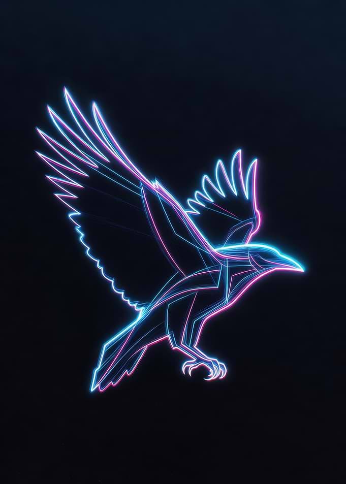 Neon Raven in Flight