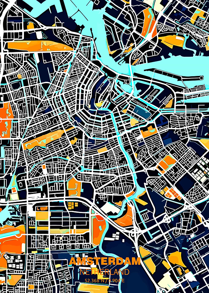 Amsterdam City Map Art