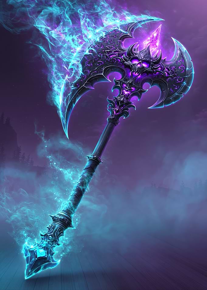 Demonic Axe with Ethereal Flames