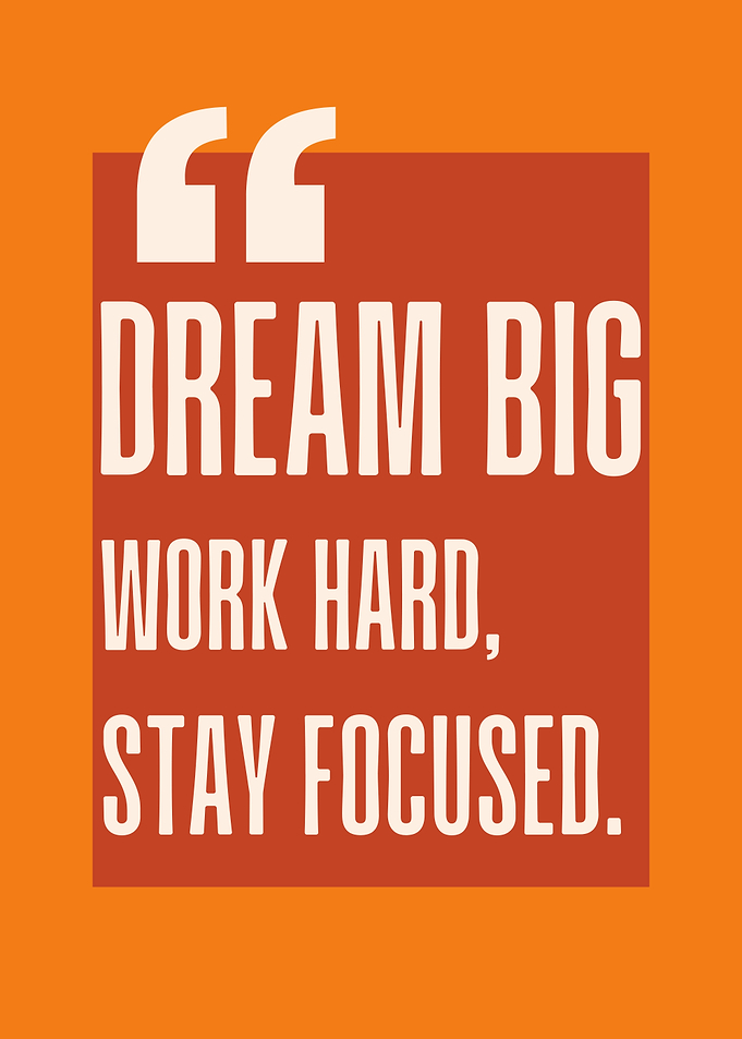 Dream Big Work Hard Stay Focused Quote
