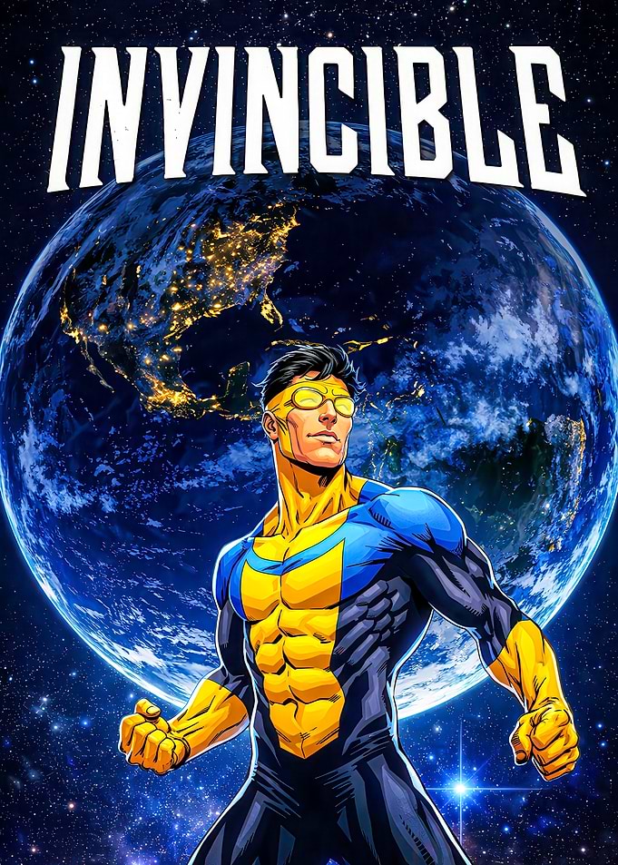 Invincible Superhero Poses in Space
