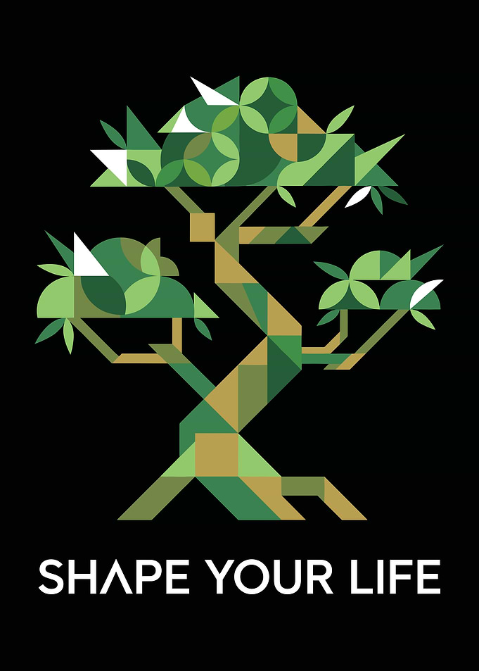 Geometric Tree with Inspirational Text
