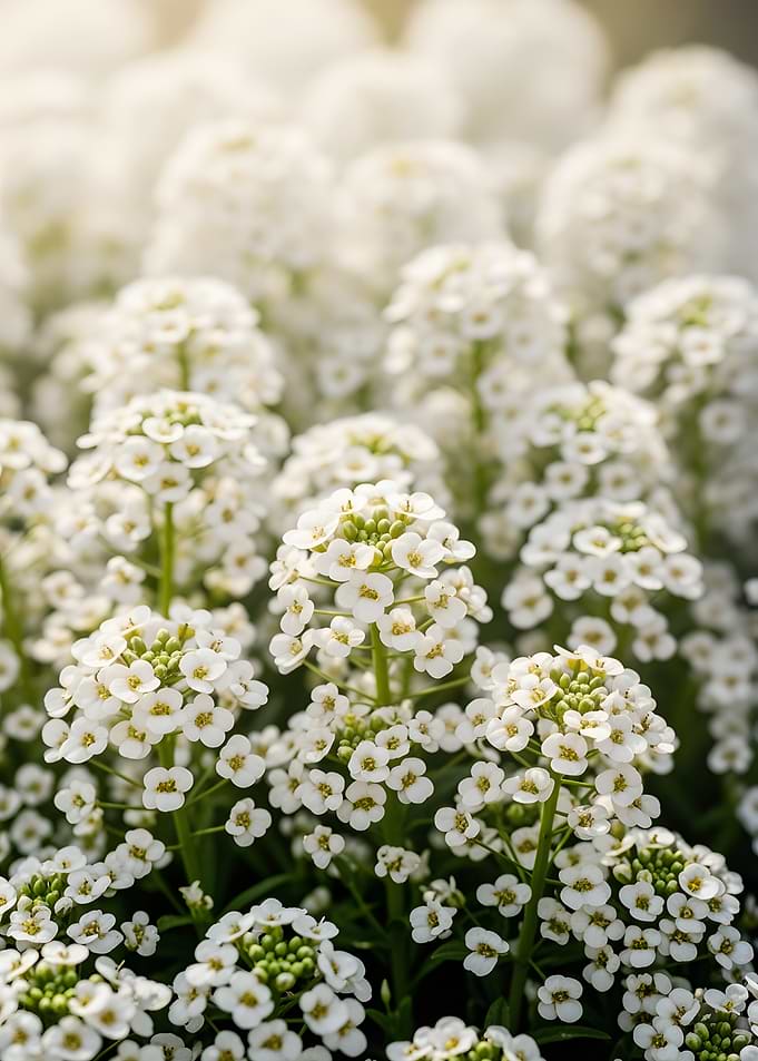 Close-up of White Alyssum Flowers
