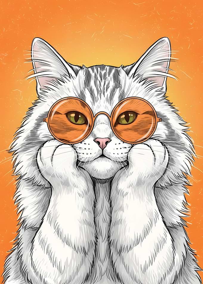 Cool Cat with Orange Sunglasses