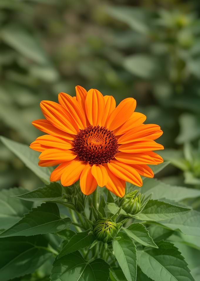 Vibrant Orange Sunflower in Bloom