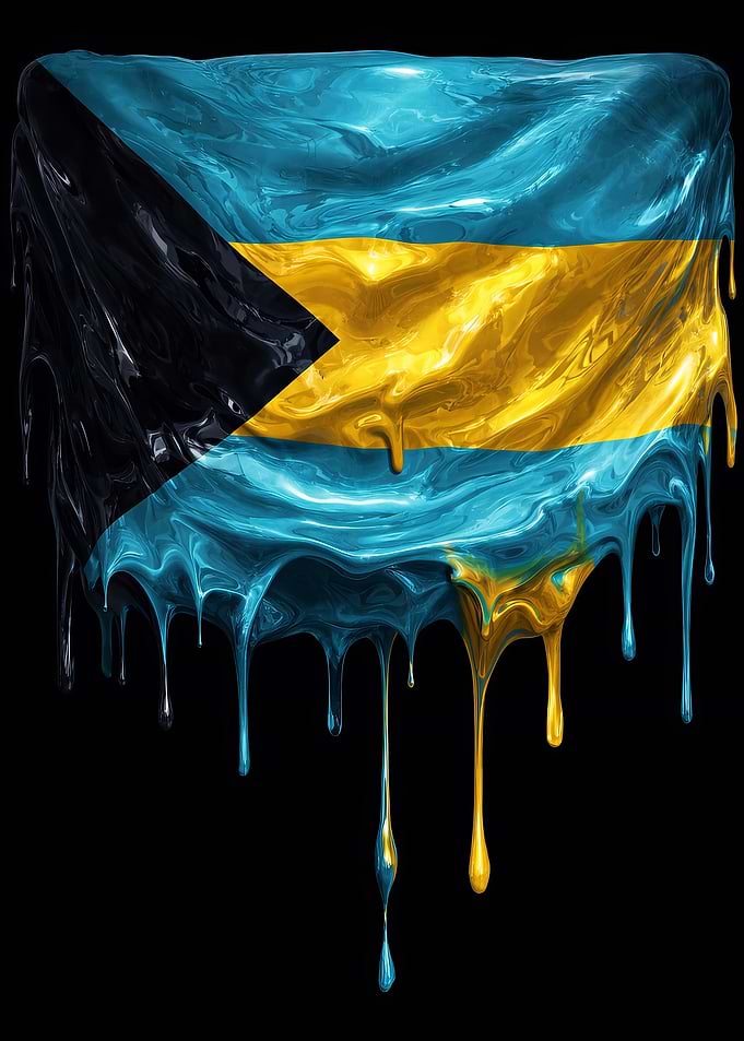 Bahamas Flag Dripping Paint