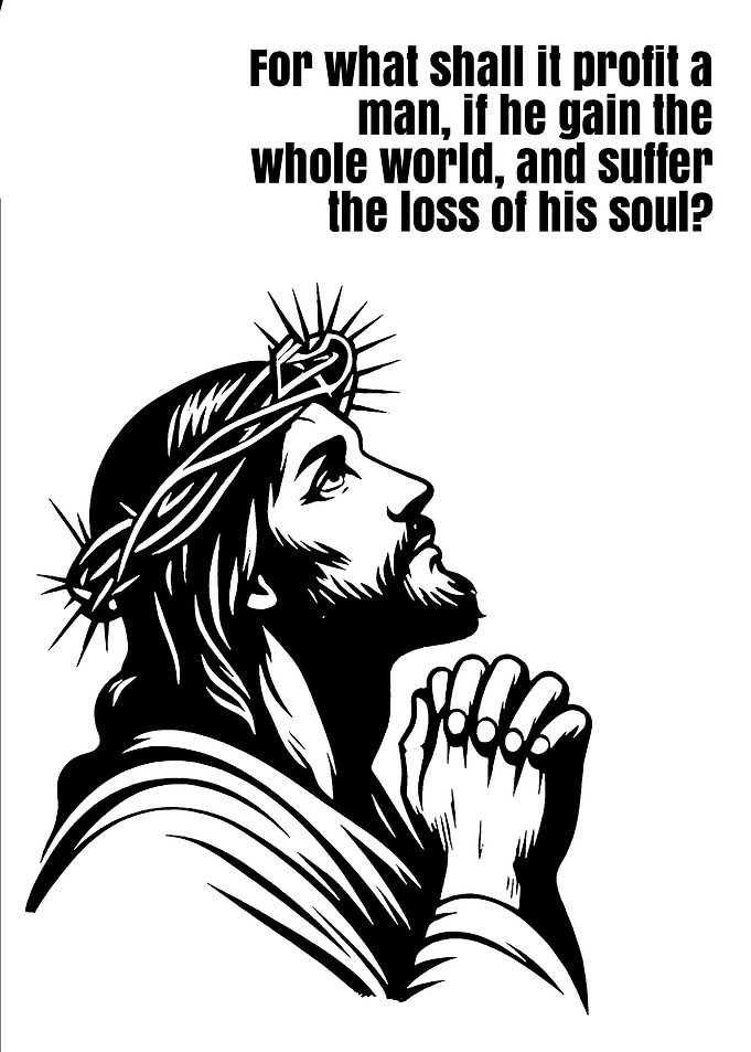 Jesus praying with a crown of thorns
