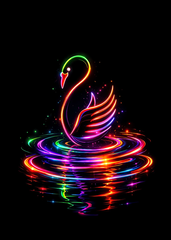 Neon Swan on Water