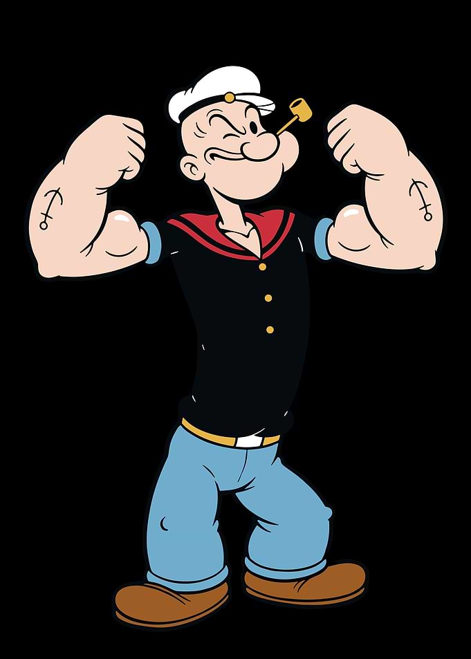 Popeye flexing his muscles