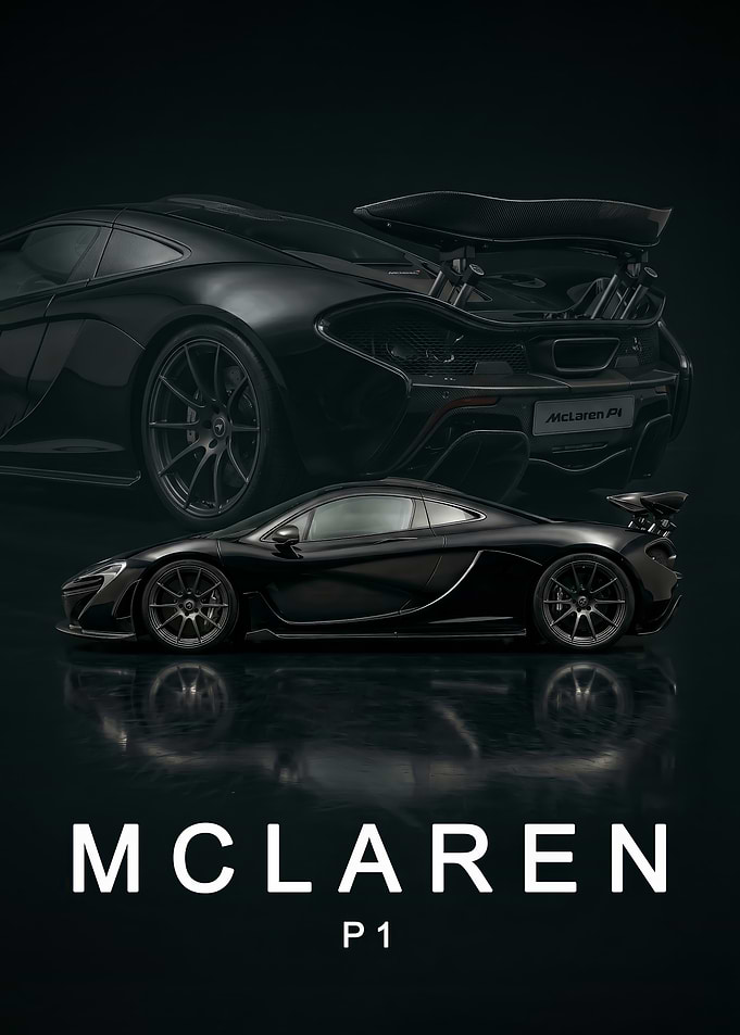 black McLaren P1 Sports art poster