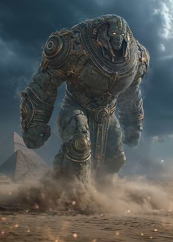 Stone Colossus in Egyptian Desert