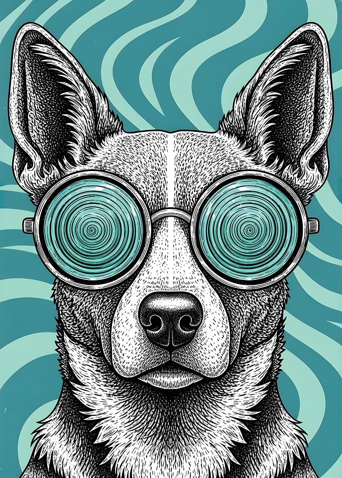 Dog Wearing Hypnotic Glasses