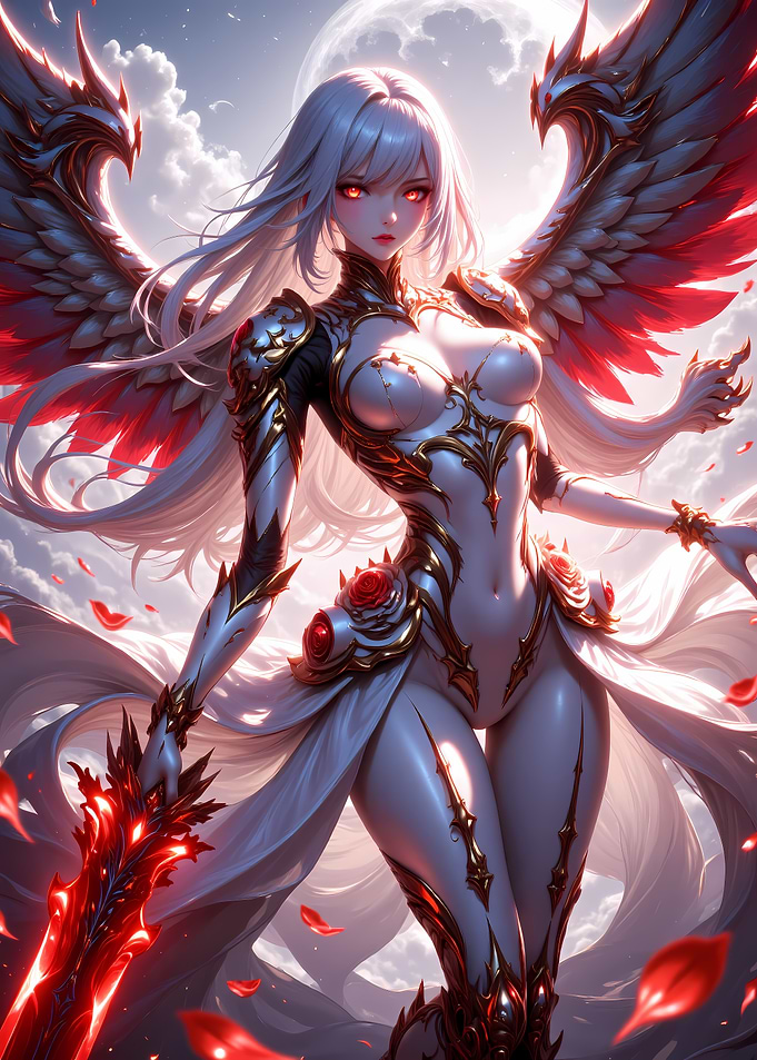 Angelic Warrior with Red Sword