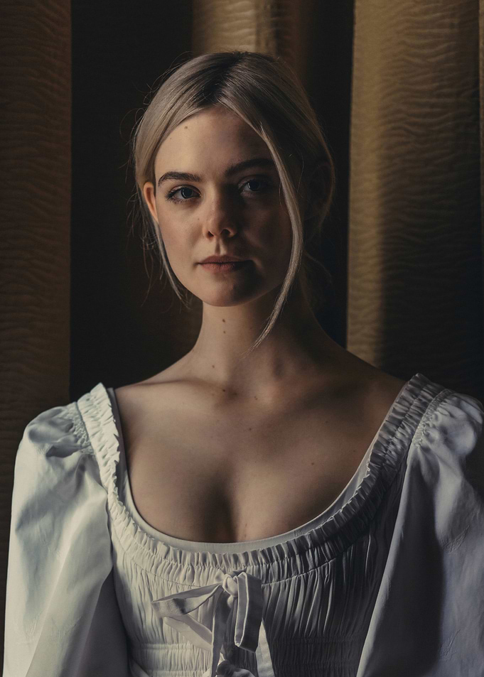 Elle Fanning in White Dress