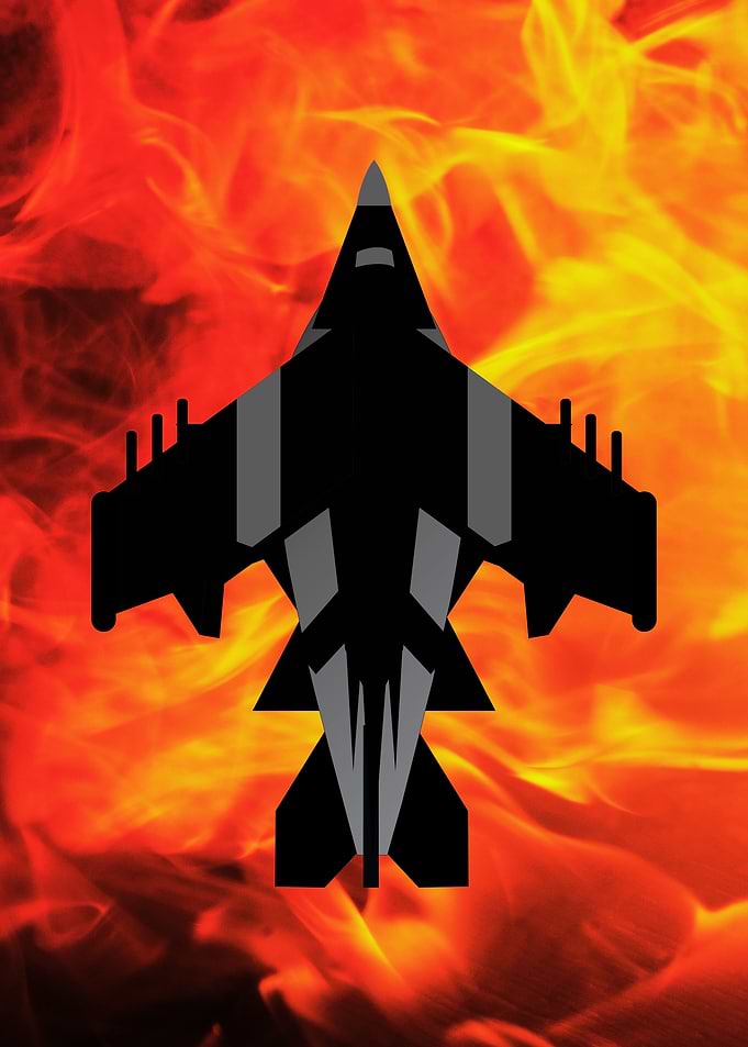 Fighter Jet in Flames