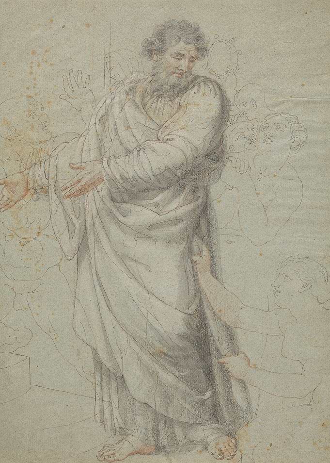 Drawing of a Bearded Man in Robes