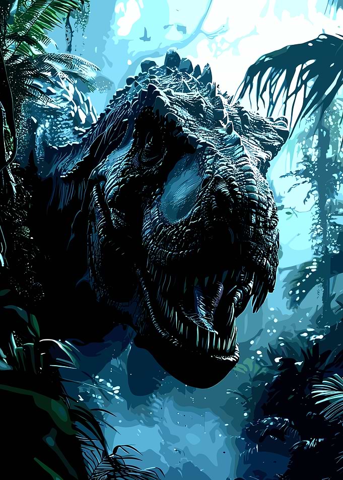 Dinosaur in a Lush Jungle