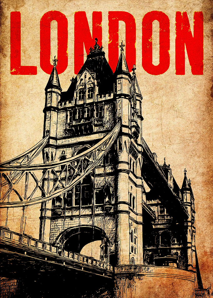 London Tower Bridge Vintage Poster