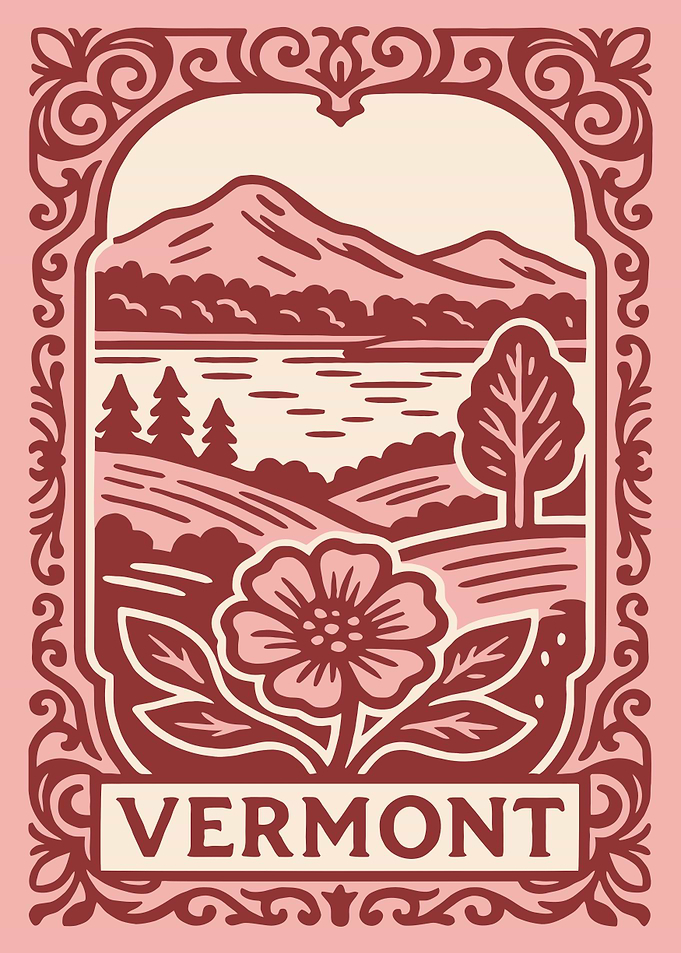 Vermont Landscape with Flower
