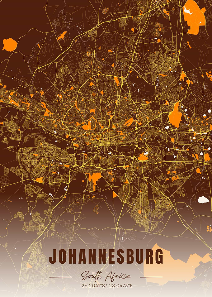 Johannesburg South Africa Map Art