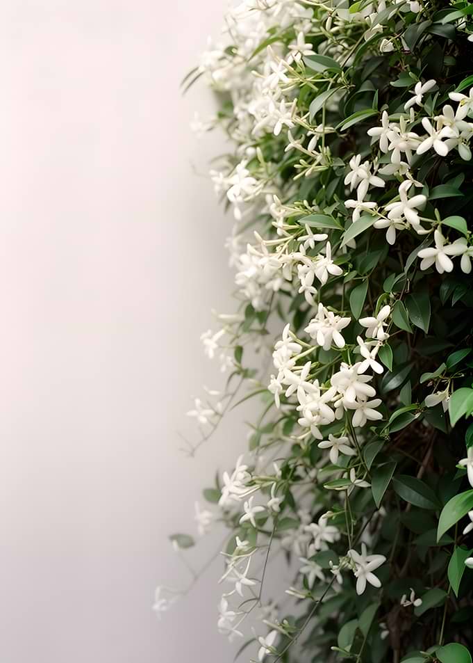 White Jasmine Flowers on a Wall