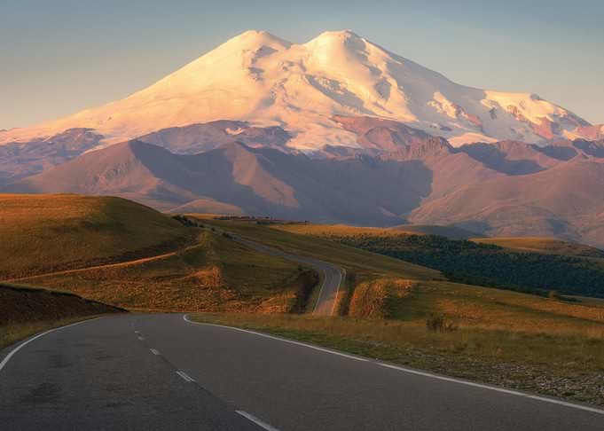 Mountain Road at Sunset