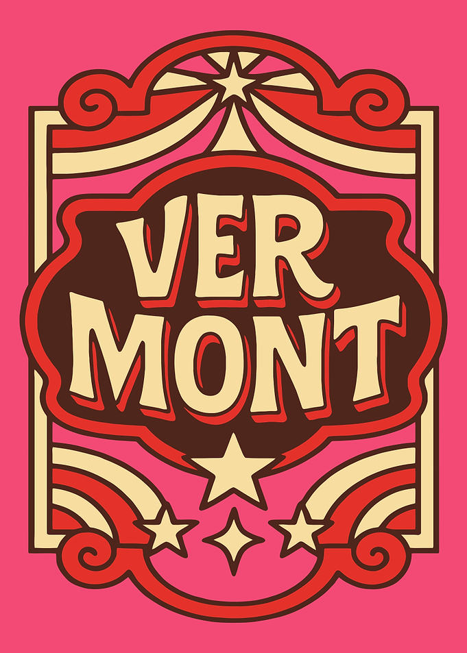 Vermont Retro Style Text Art