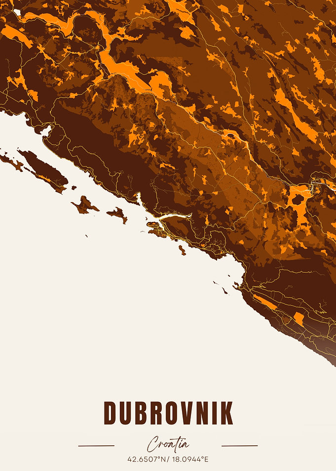 Dubrovnik, Croatia Topographic Map