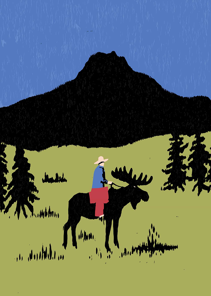 Cowboy Riding a Moose