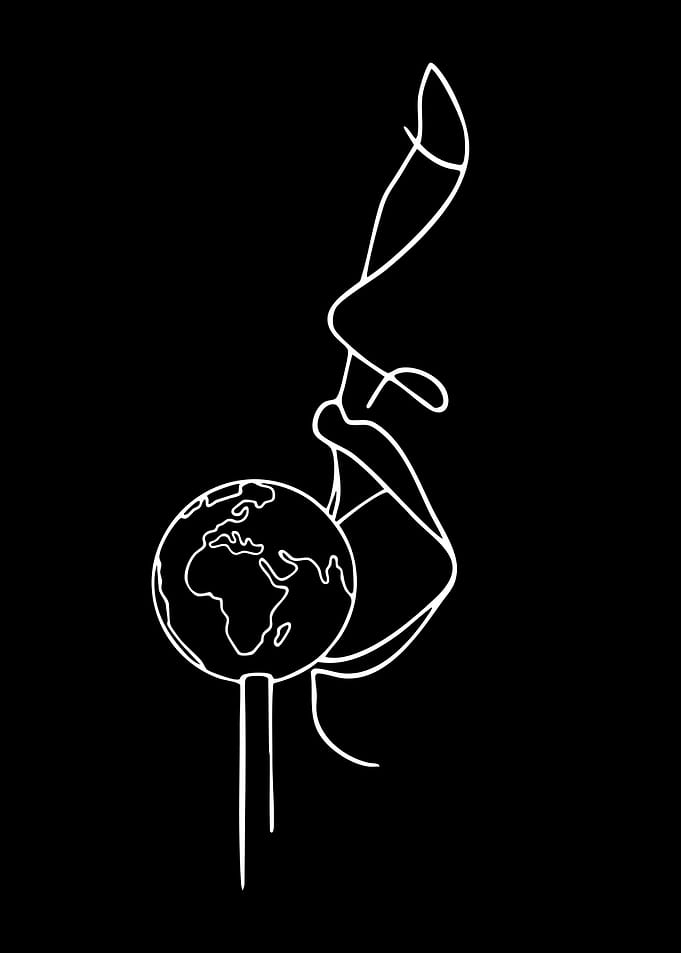 Minimalist Earth and Face Line Art