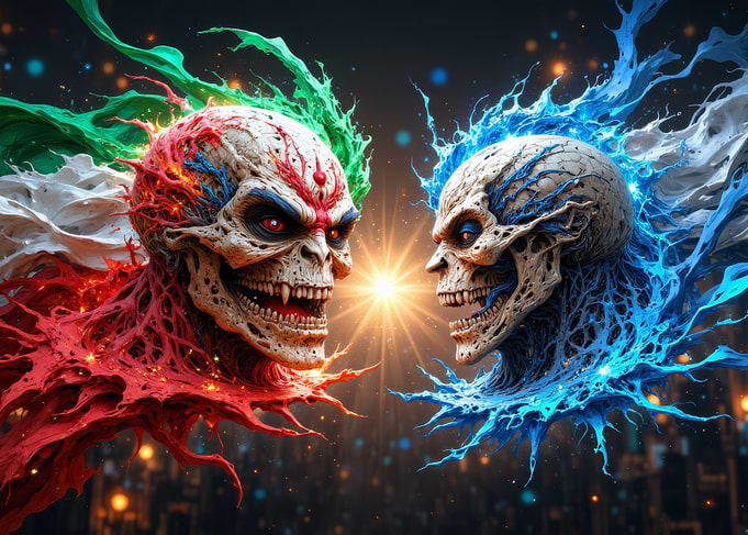 Fiery and Icy Skull Confrontation