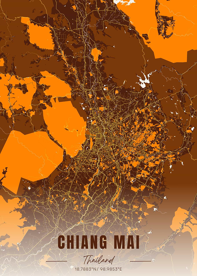 Chiang Mai Thailand Map Art