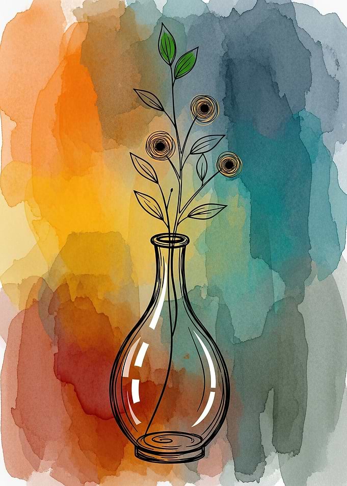 Watercolor Floral Vase Art