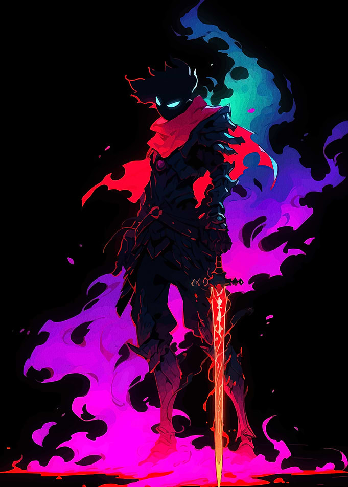 Shadow Warrior with Fiery Sword