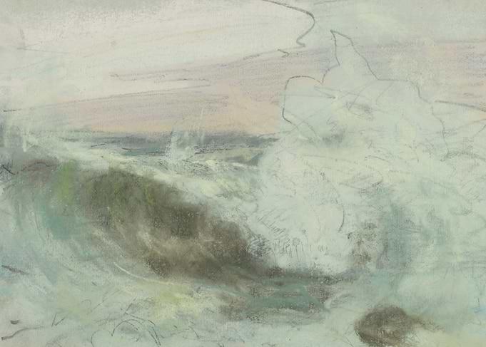 Impressionistic Seascape with Crashing Waves