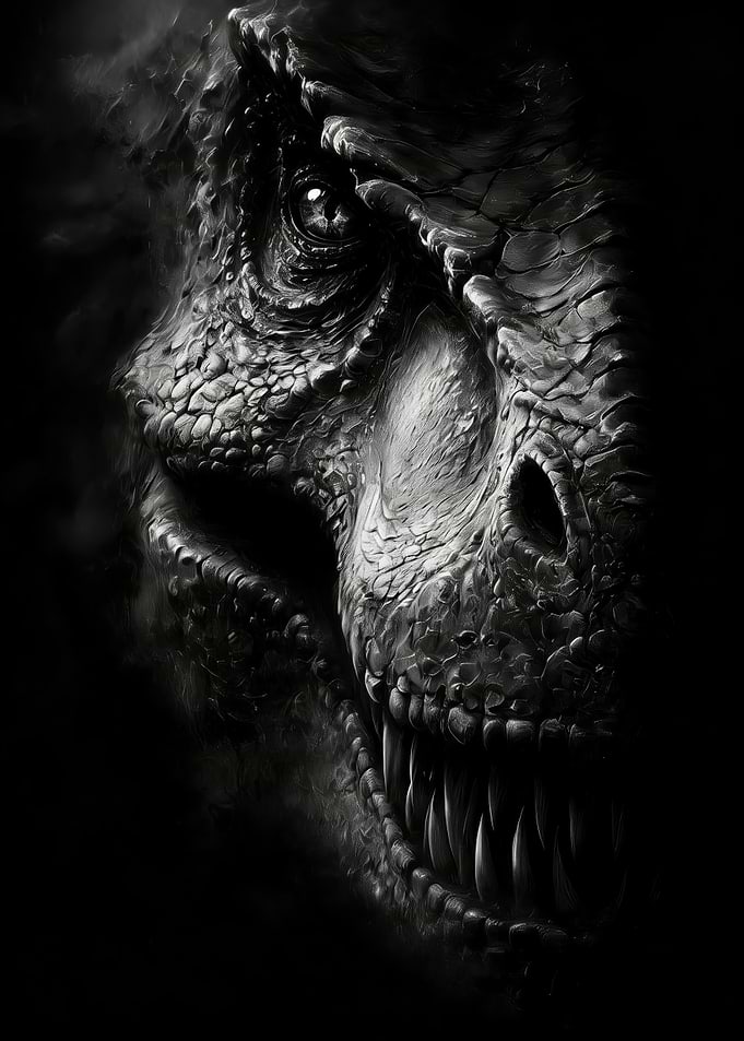 Close-up of a T-Rex head
