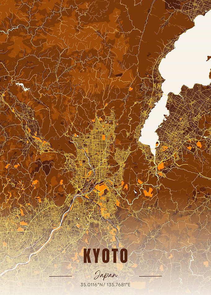 Kyoto Japan Map Art
