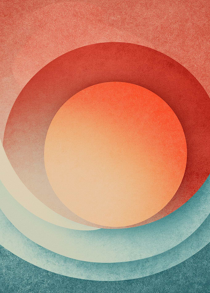 Abstract Geometric Sunset Over Water